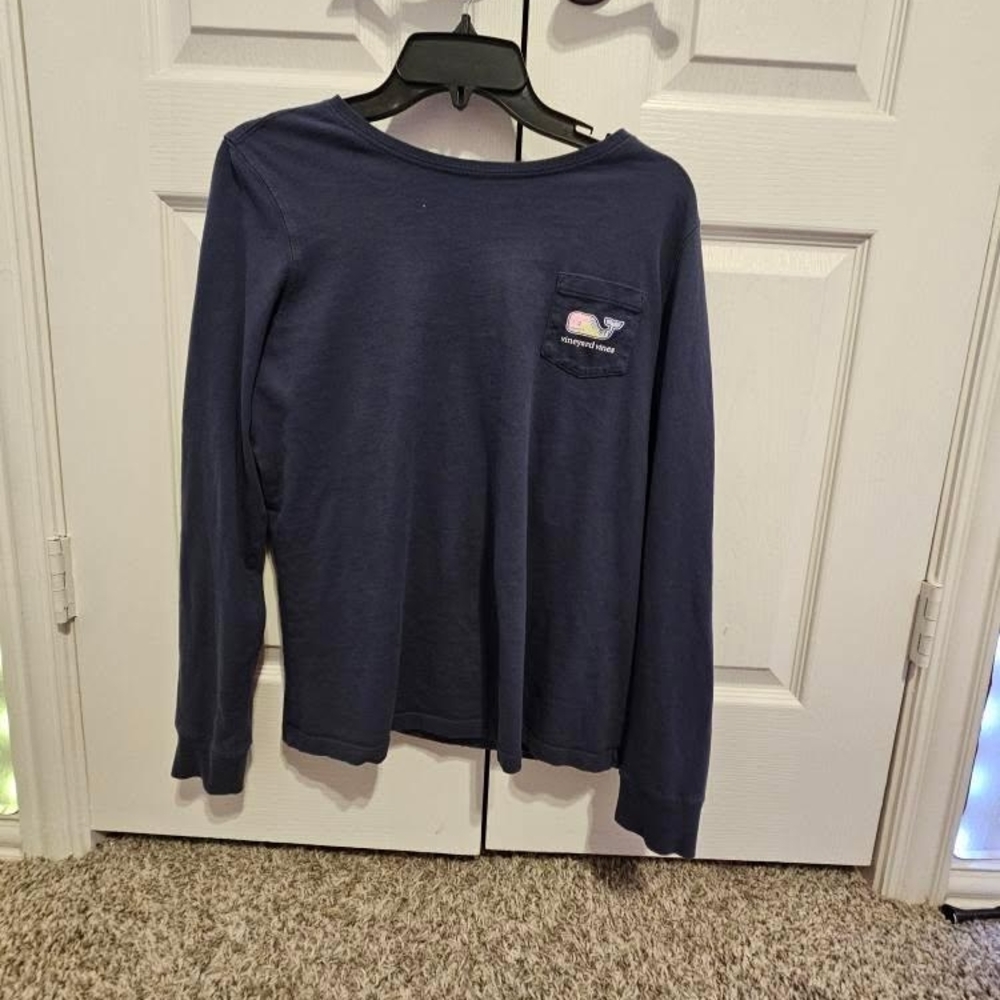Vineyard Vines Blue Long Sleeve Tee with Crew Neck